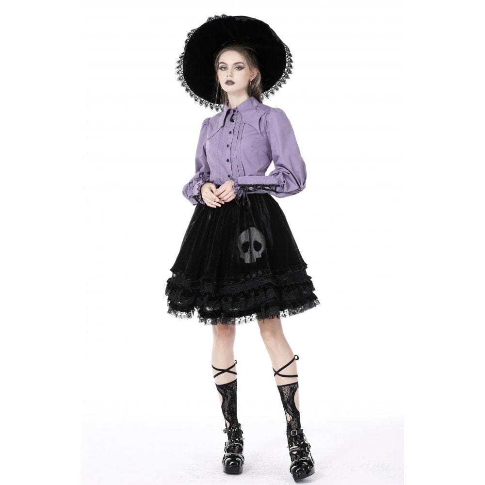 Darkinlove Women's Gothic Star Collar Puff Sleeved Shirt