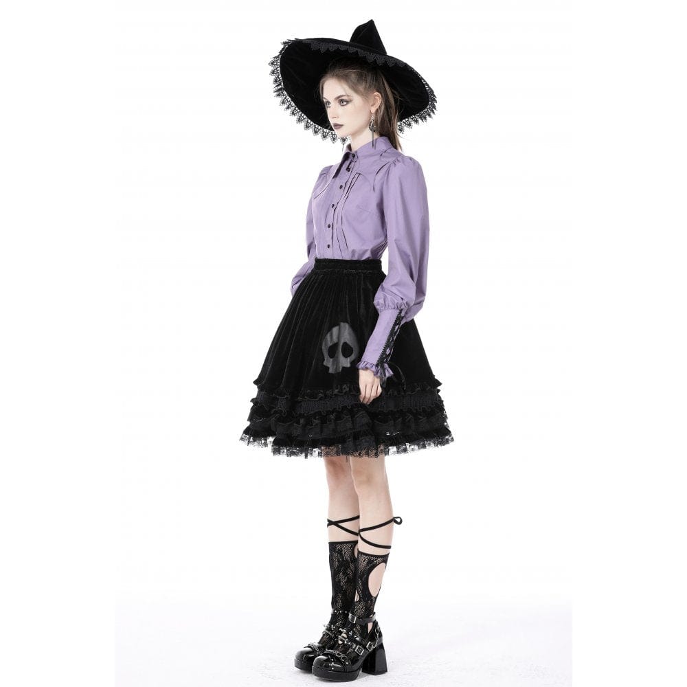 Darkinlove Women's Gothic Star Collar Puff Sleeved Shirt