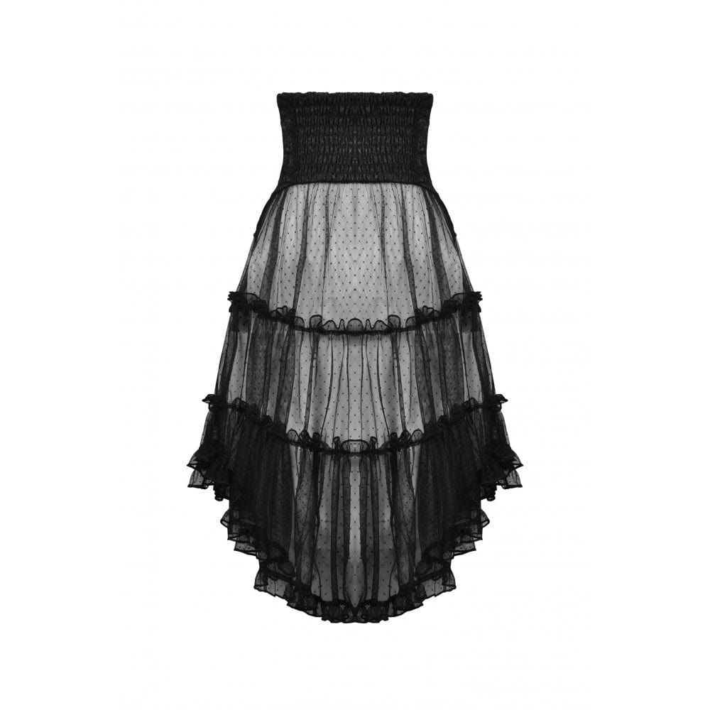 Darkinlove Women's Gothic Strappy Ruffled Mesh Tunic Skirt