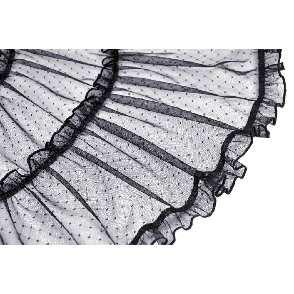 Darkinlove Women's Gothic Strappy Ruffled Mesh Tunic Skirt