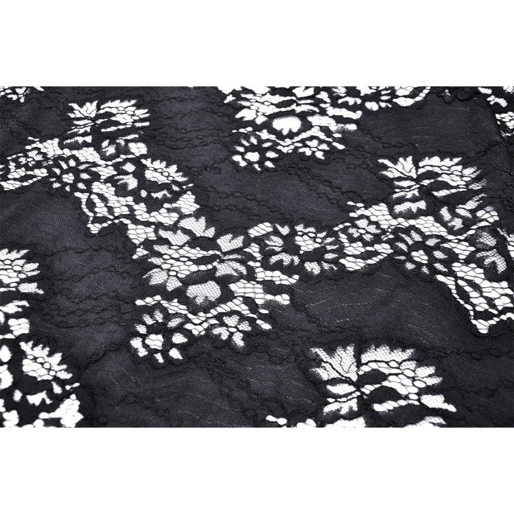 Darkinlove Women's Gothic Turn-down Collar Irregular Lace Dress