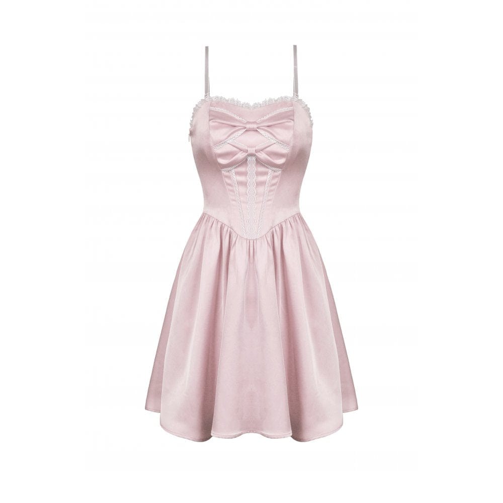 Darkinlove Women's Lolita Pink Bowknot Slip Dress