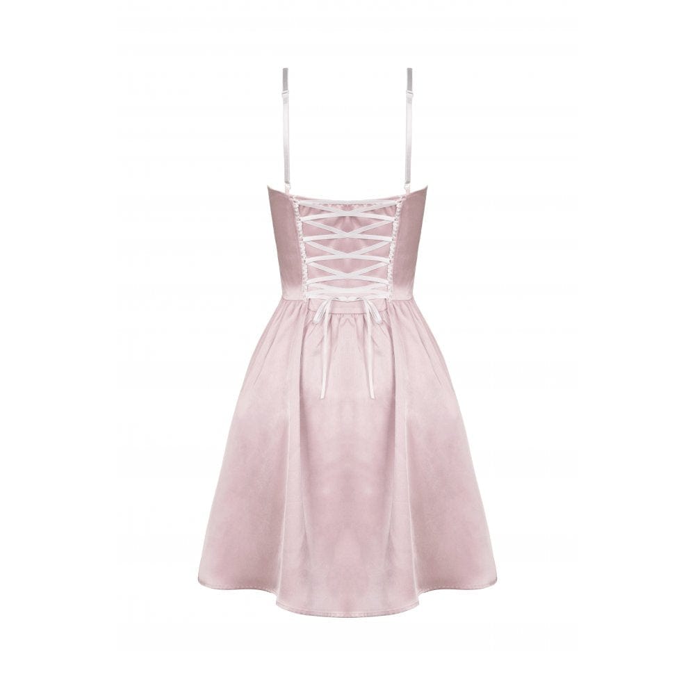 Darkinlove Women's Lolita Pink Bowknot Slip Dress