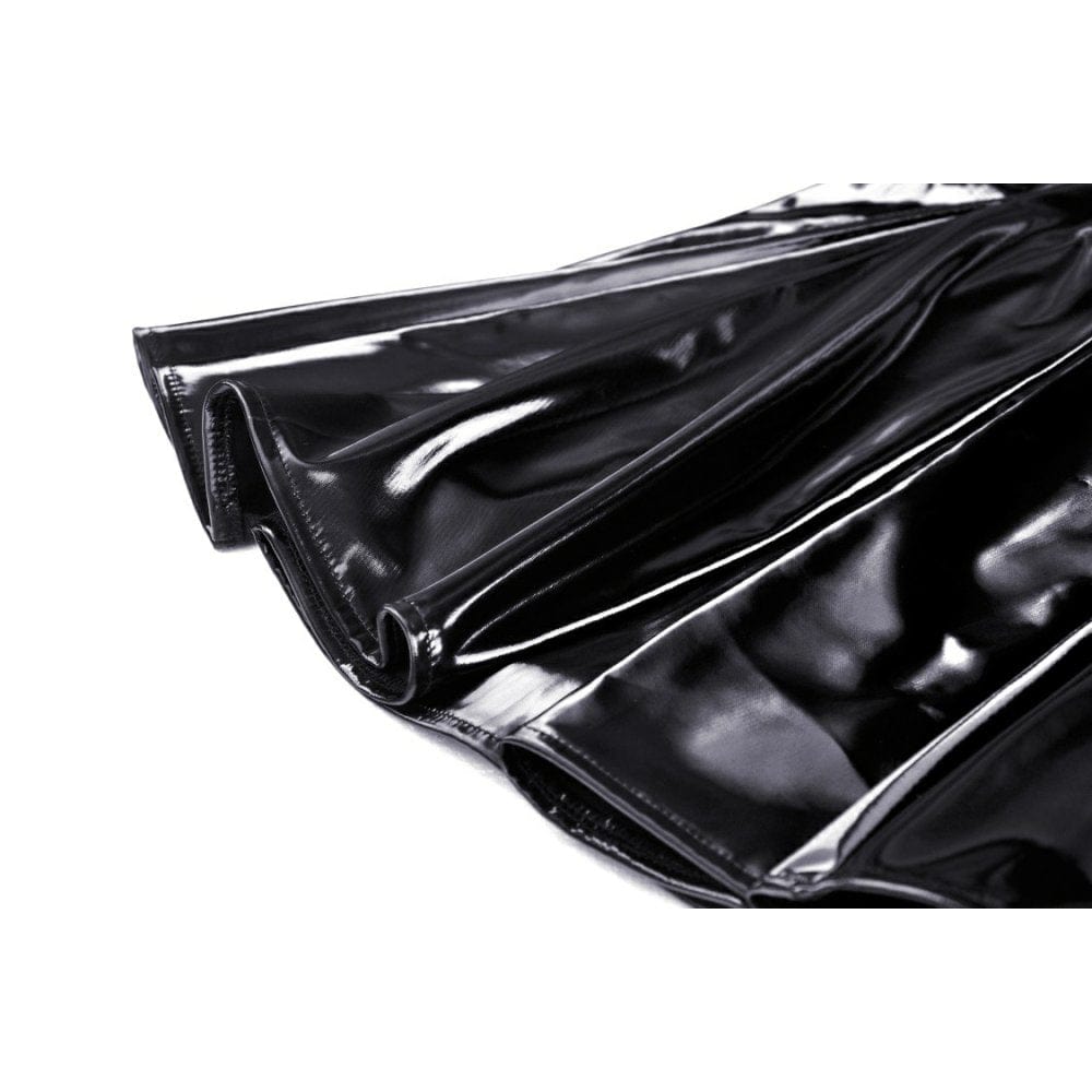 Darkinlove Women's Punk Contrast Color Patent Leather Slip Dress