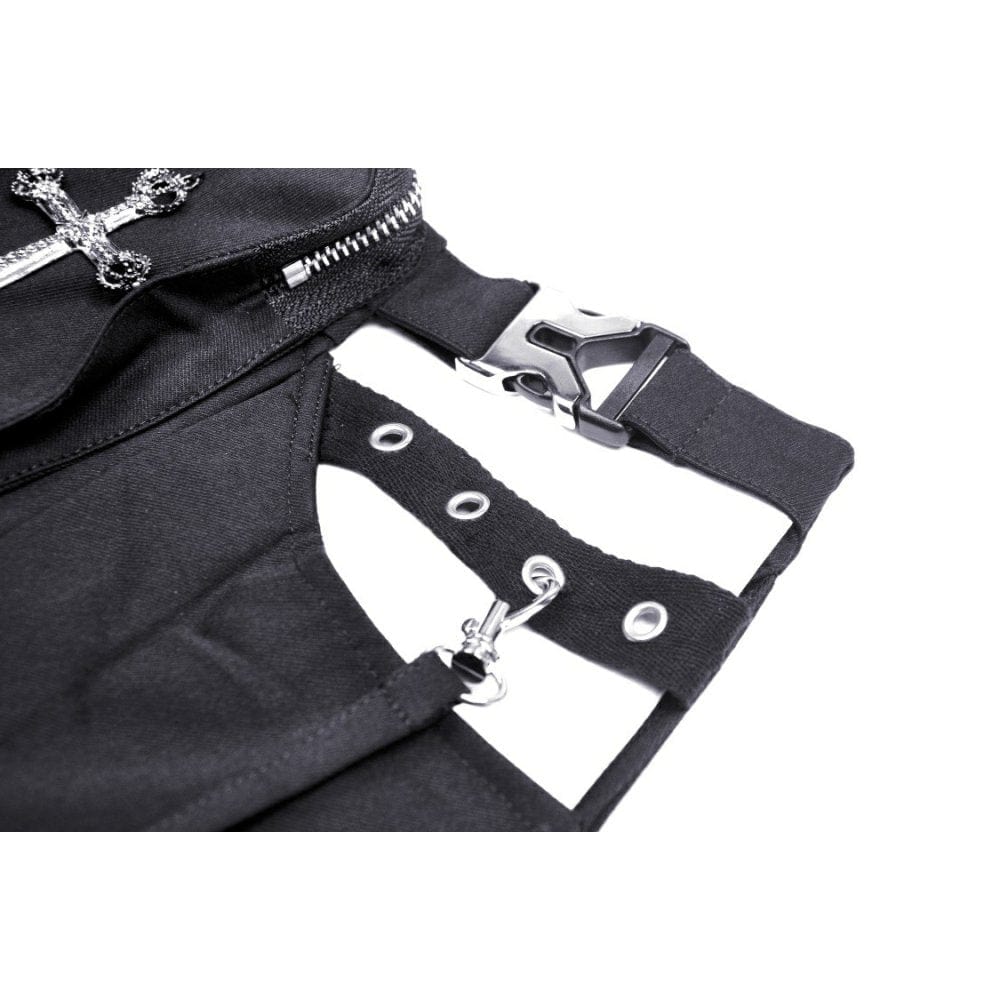 Darkinlove Women's Punk Cutout Buckle Pleated Skirt