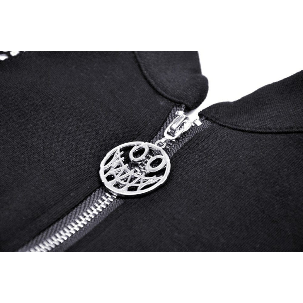 Darkinlove Women's Punk Mesh Splice Eyelets Crop Top