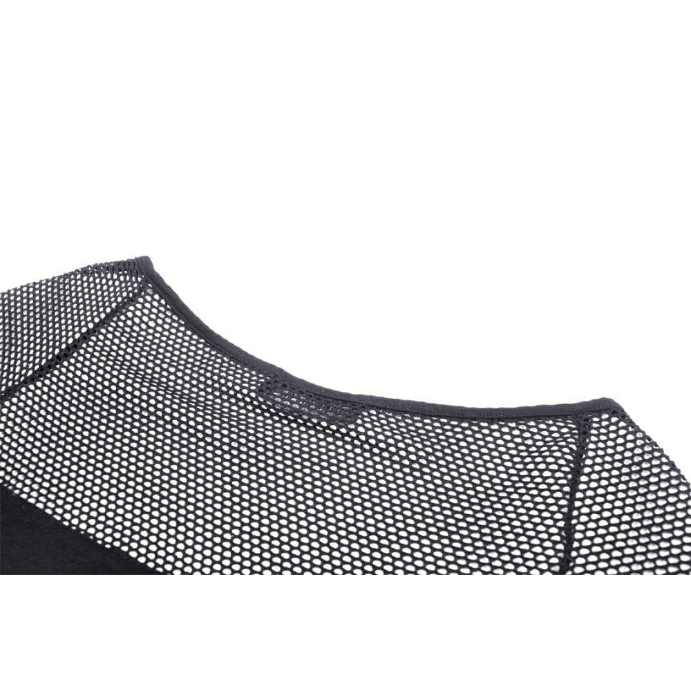 Darkinlove Women's Punk Plunging Mesh Splice Shirt with Oversleeves