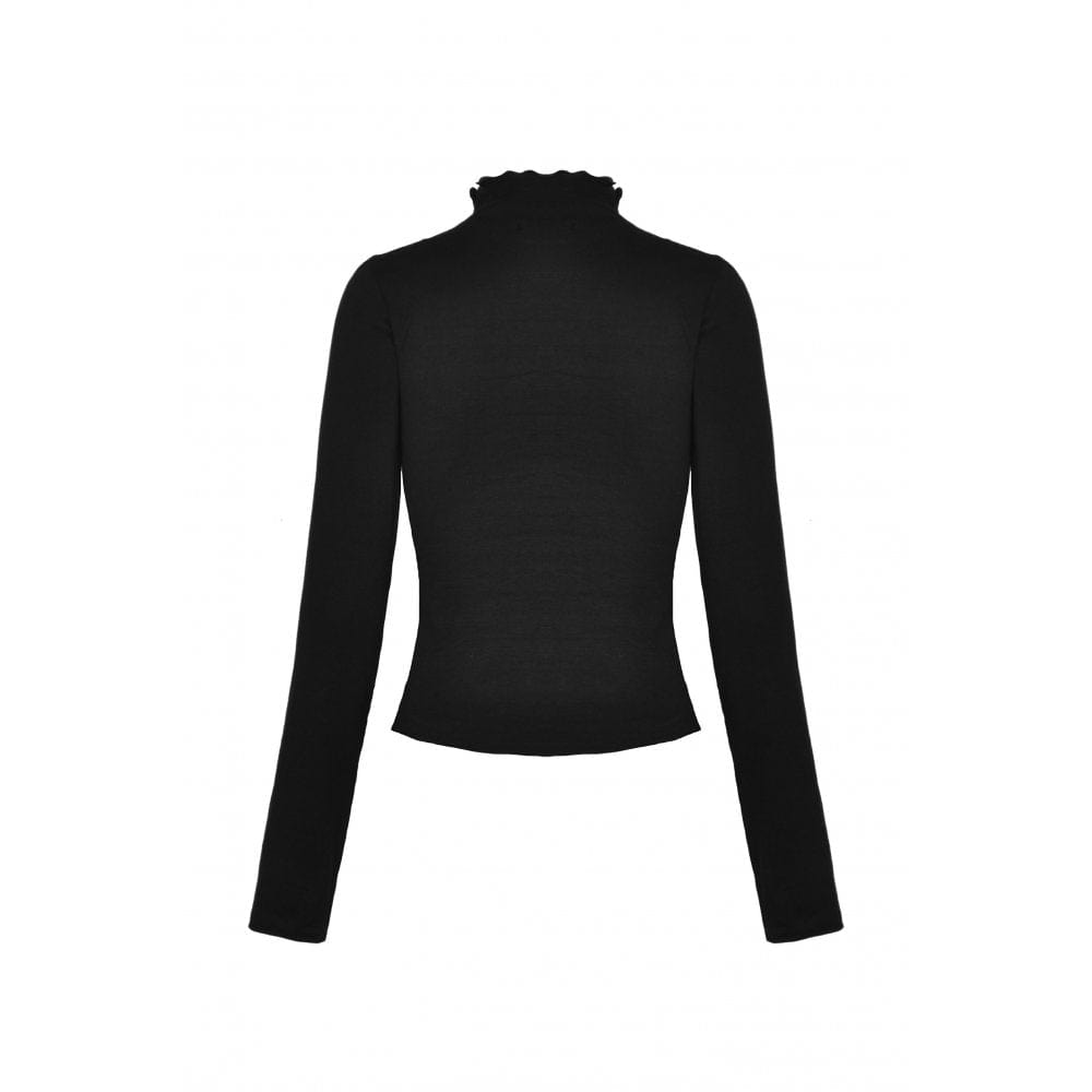 Darkinlove Women's Punk Ripped Mesh Splice Shirt