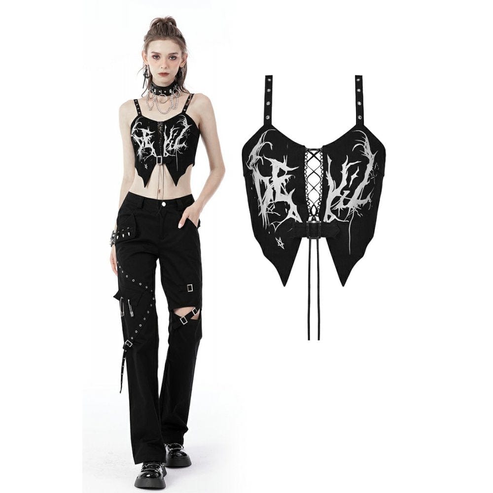 Darkinlove Women's Punk Skeleton Printed Bustier