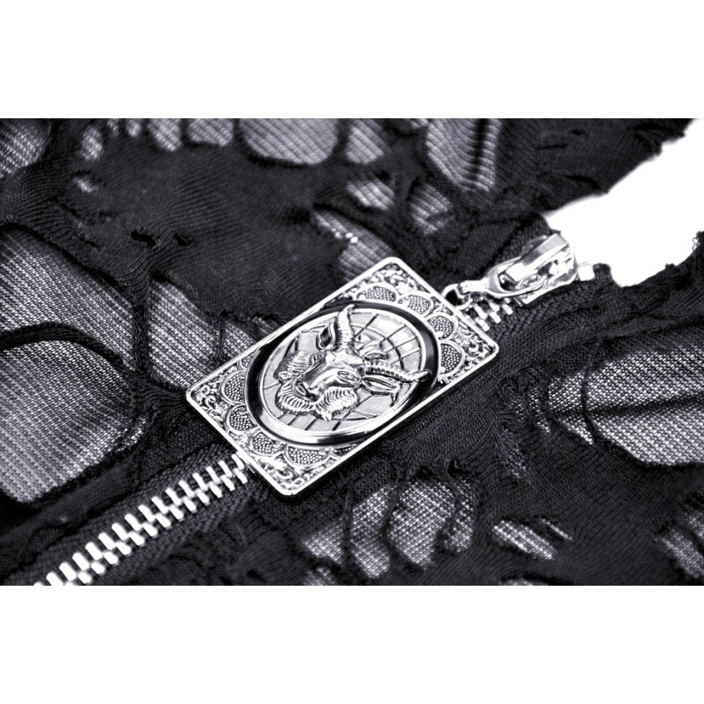 Darkinlove Women's Punk Split Ripped Coat with Hood