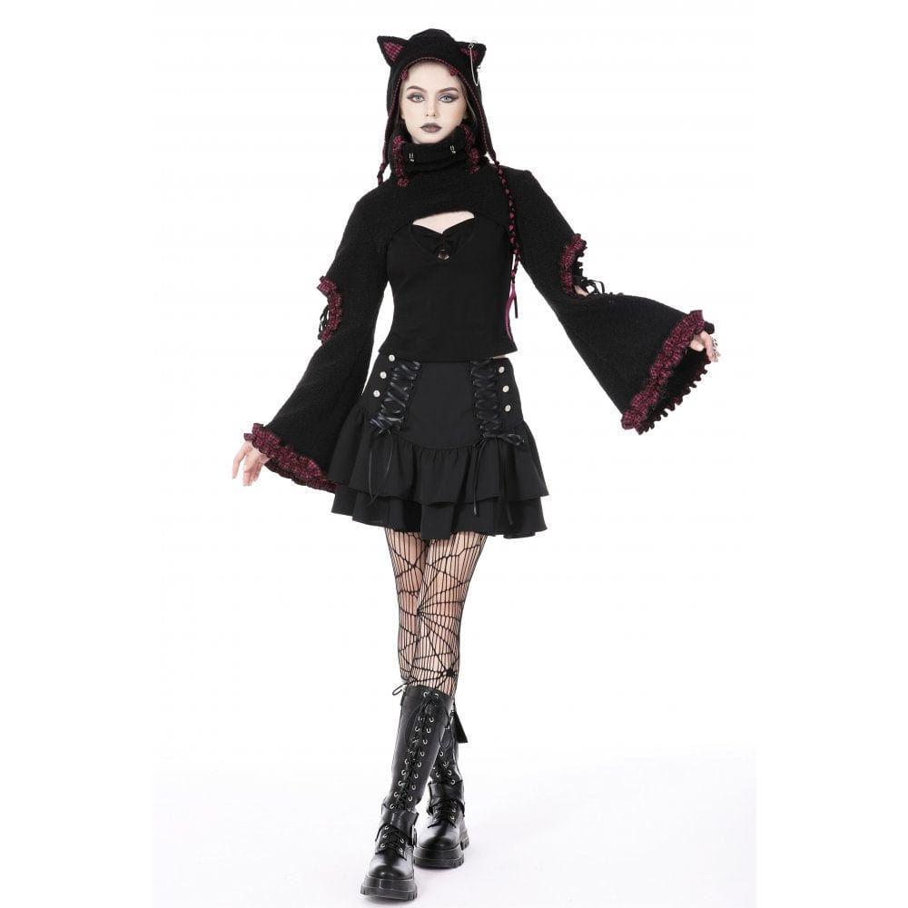 Darkinlove Women's Punk Strappy Layered Skirt