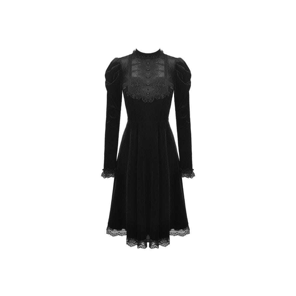 Darkinlove Women's Vintage Lace Collar Velet Dresses