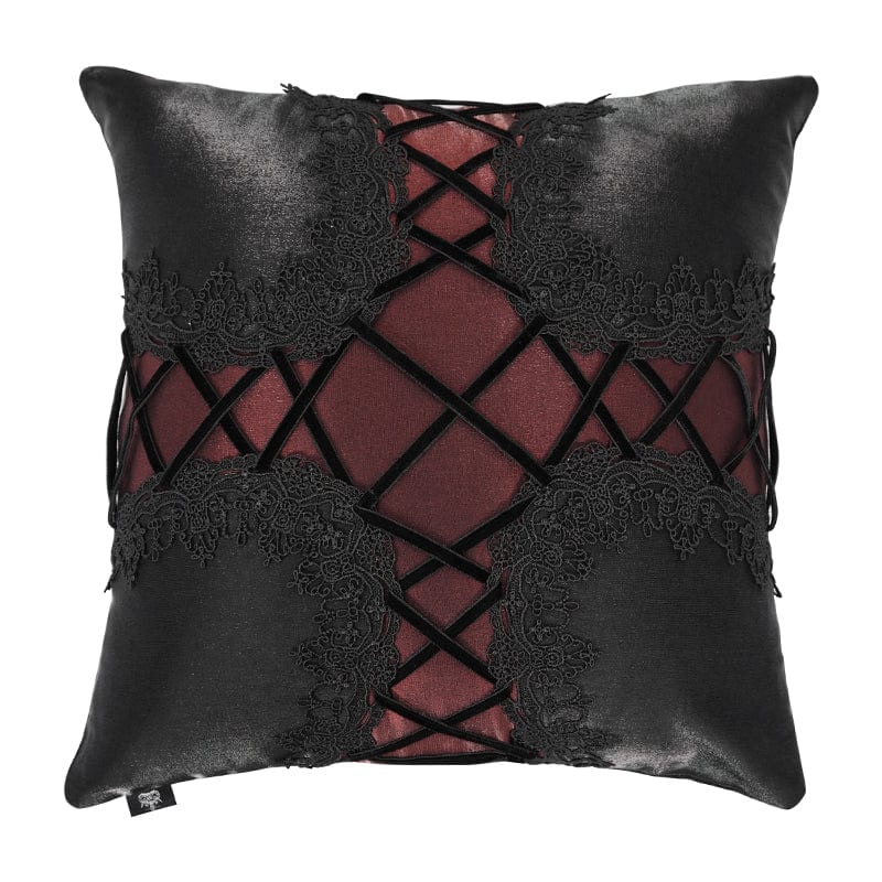 DEVIL FASHION Gothic Strappy Lace Pillow Case Black with Pillow Inner