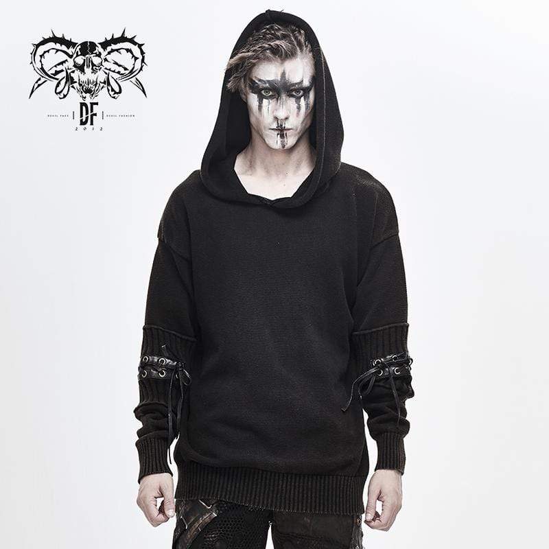 DEVIL FASHION Men's Casual Winter Spliced Sweaters&Hoodies