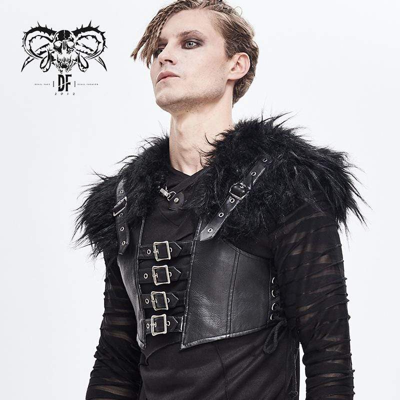 DEVIL FASHION Men's Fluffy Fur Belts Waistcoats