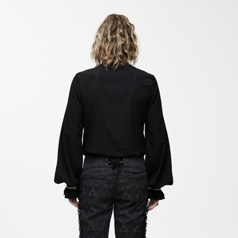Men's Goth Dress Shirt With Ornamental Jabot