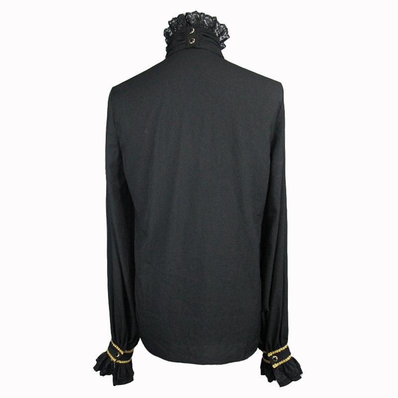 Men's Goth Dress Shirt With Ornamental Jabot