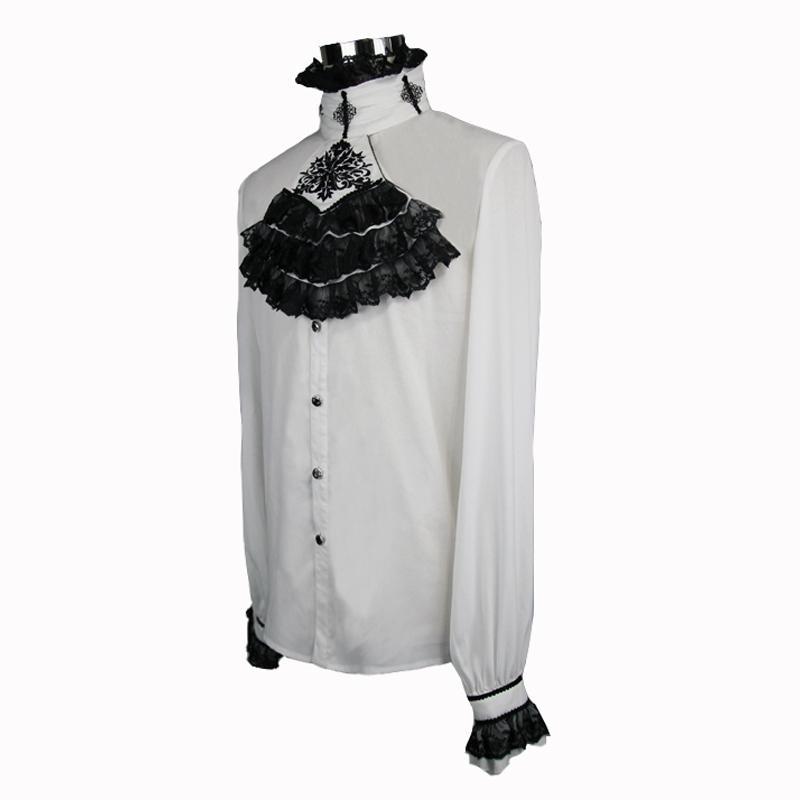 Men's Goth Dress Shirt With Ornamental Jabot