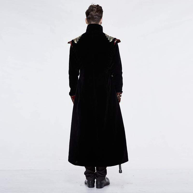 DEVIL FASHION Men's Goth Jacquard Dovetail Overcoat