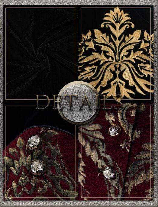 DEVIL FASHION Men's Goth Jacquard Dovetail Overcoat