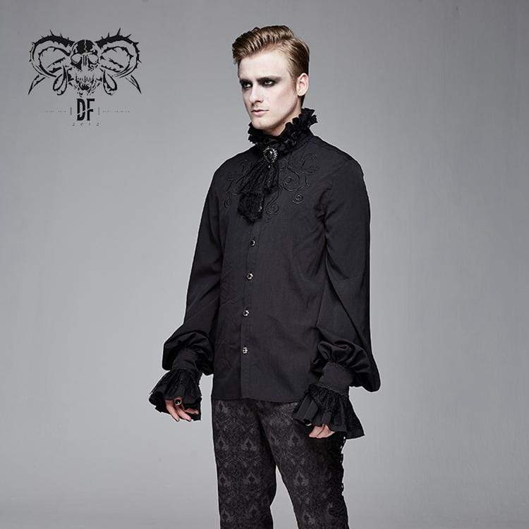 DEVIL FASHION Men's Goth Puff Sleeved Shirt With Bow tie