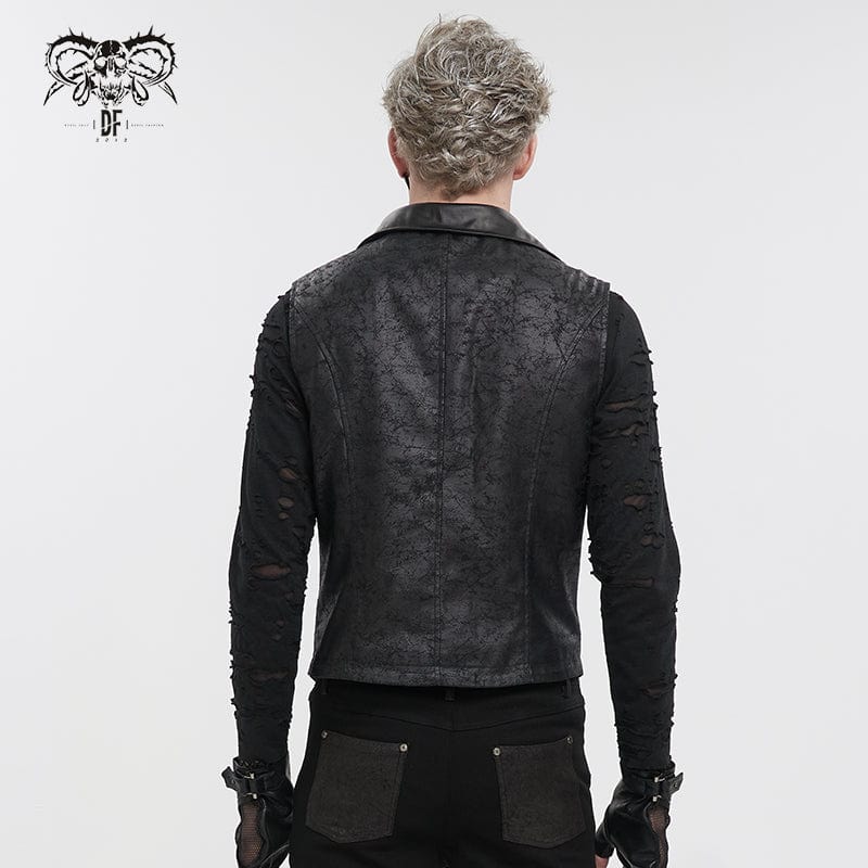 DEVIL FASHION Men's Gothic Asymmetric Zipper Lace-up Waistcoat