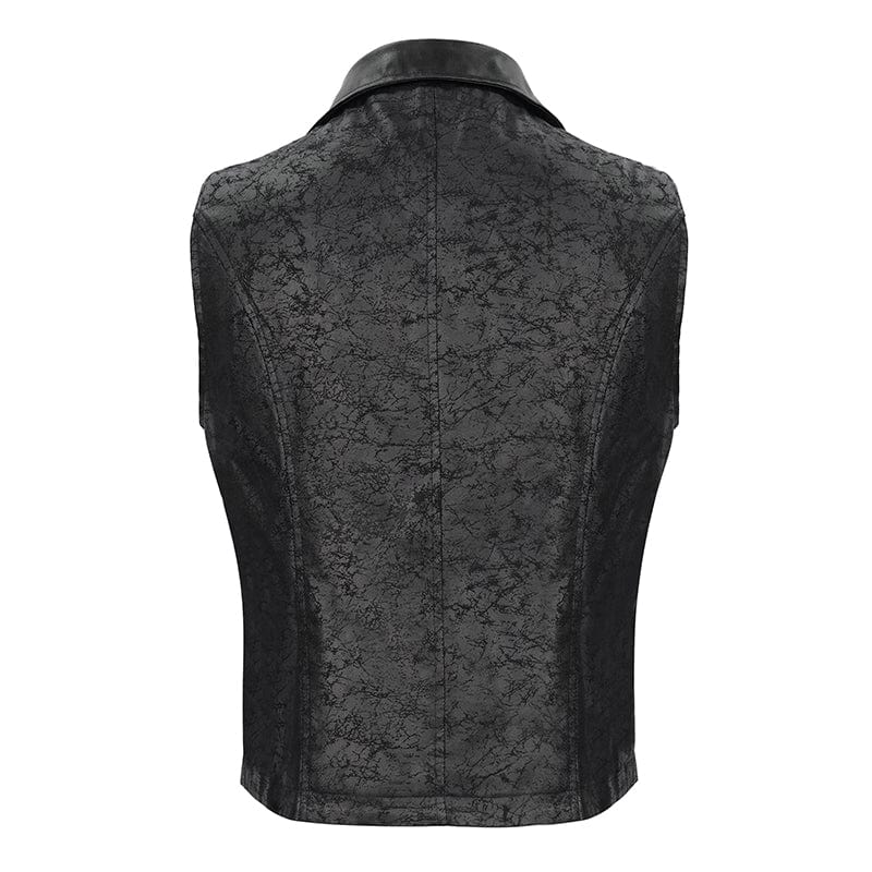 DEVIL FASHION Men's Gothic Asymmetric Zipper Lace-up Waistcoat