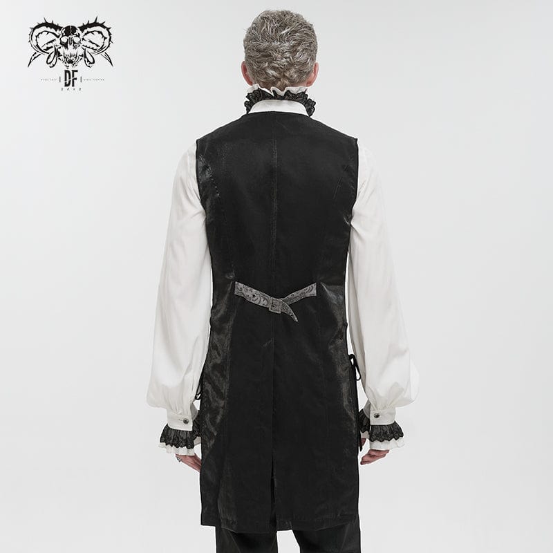 DEVIL FASHION Men's Gothic Cashew Printed Swallow-tailed Waistcoat Grey
