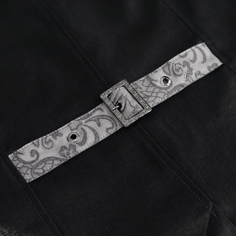 DEVIL FASHION Men's Gothic Cashew Printed Swallow-tailed Waistcoat Grey