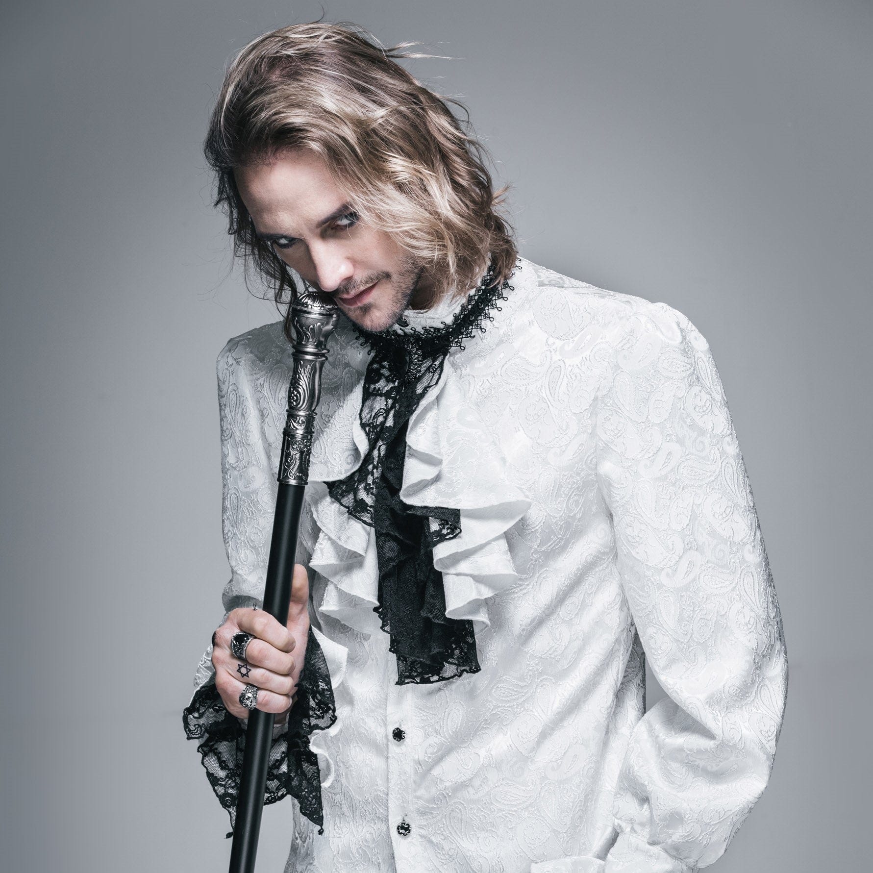 DEVIL FASHION Men's Gothic Contrast Color Multilayer Lace Neckwear