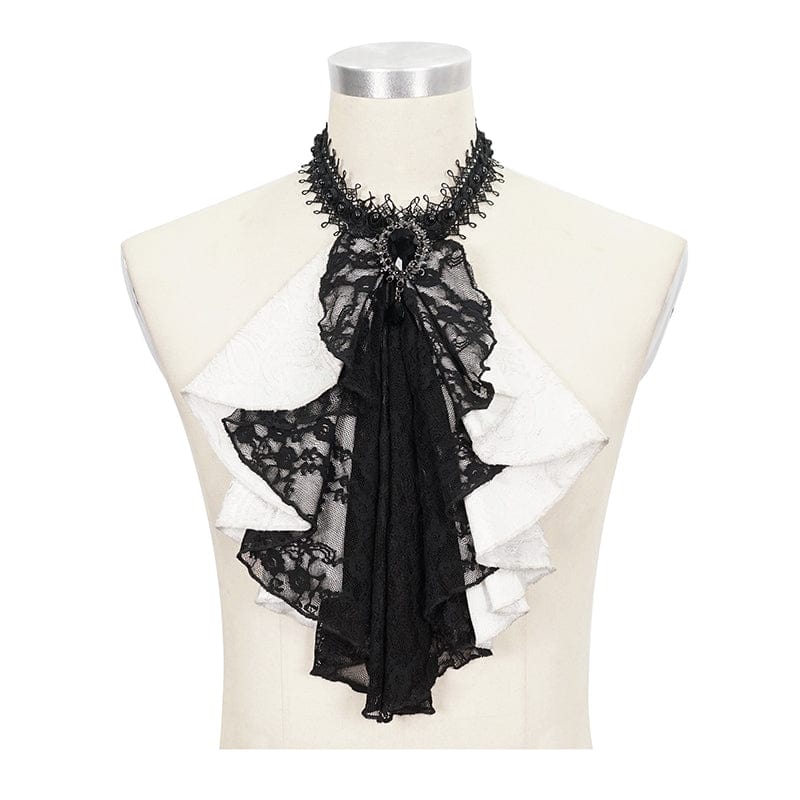 DEVIL FASHION Men's Gothic Contrast Color Multilayer Lace Neckwear