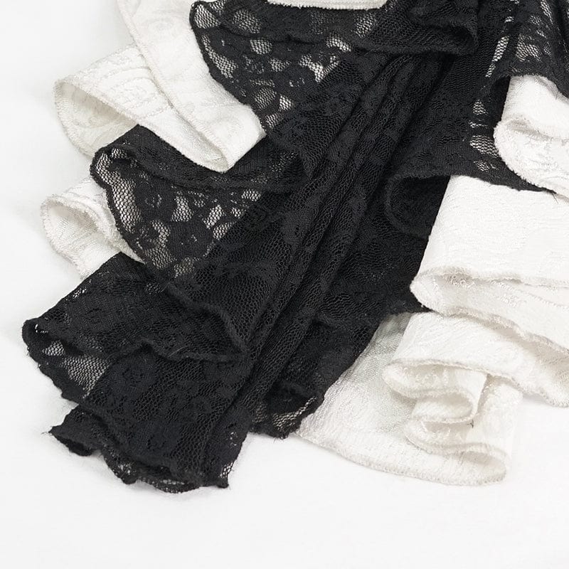 DEVIL FASHION Men's Gothic Contrast Color Multilayer Lace Neckwear