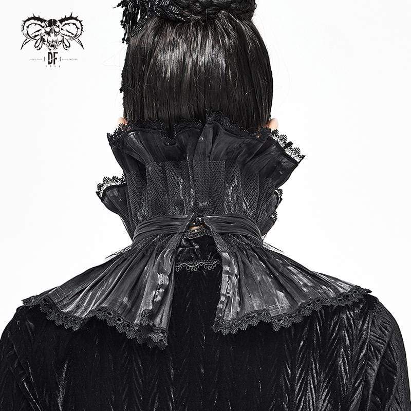 Women's Gothic Drape Mesh Neckwear Black Unisex Lace Neckwear