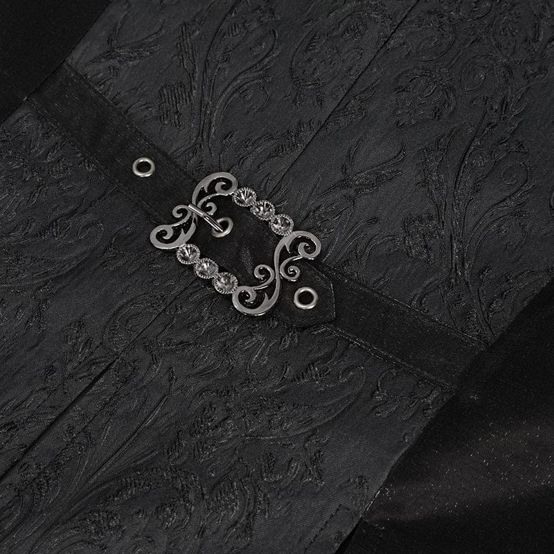 DEVIL FASHION Men's Gothic Feather Swallow-tailed Waistcoat Black