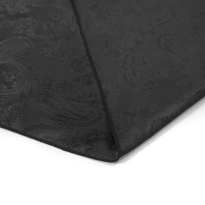 DEVIL FASHION Men's Gothic Floral Printed Crystal Stone Necktie Black