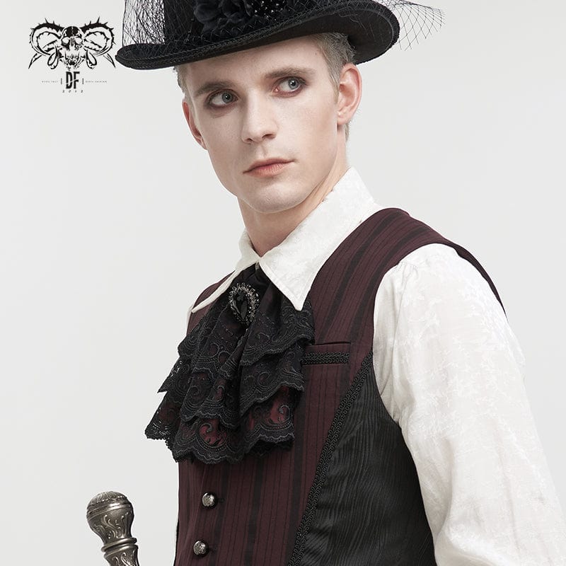 DEVIL FASHION Men's Gothic Layered Bead Lace Necktie