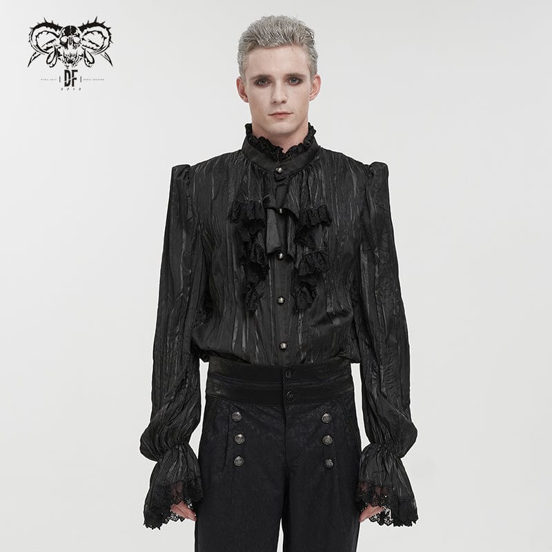 DEVIL FASHION Men's Gothic Puff Sleeved Ruffled Shirt