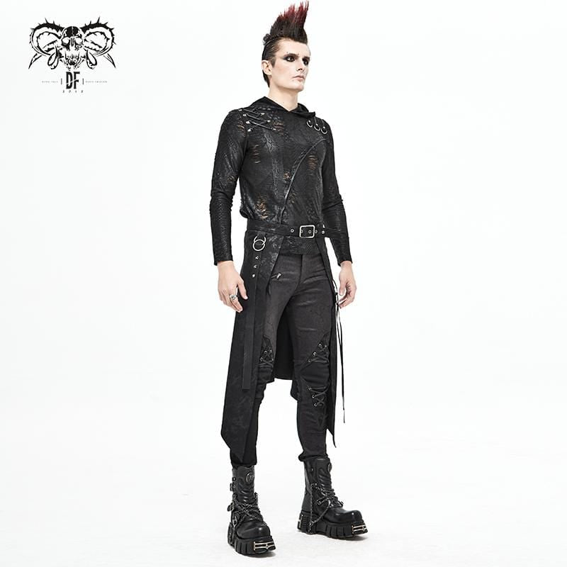 Men's Gothic Punk Irregular Buckle Black Skirt