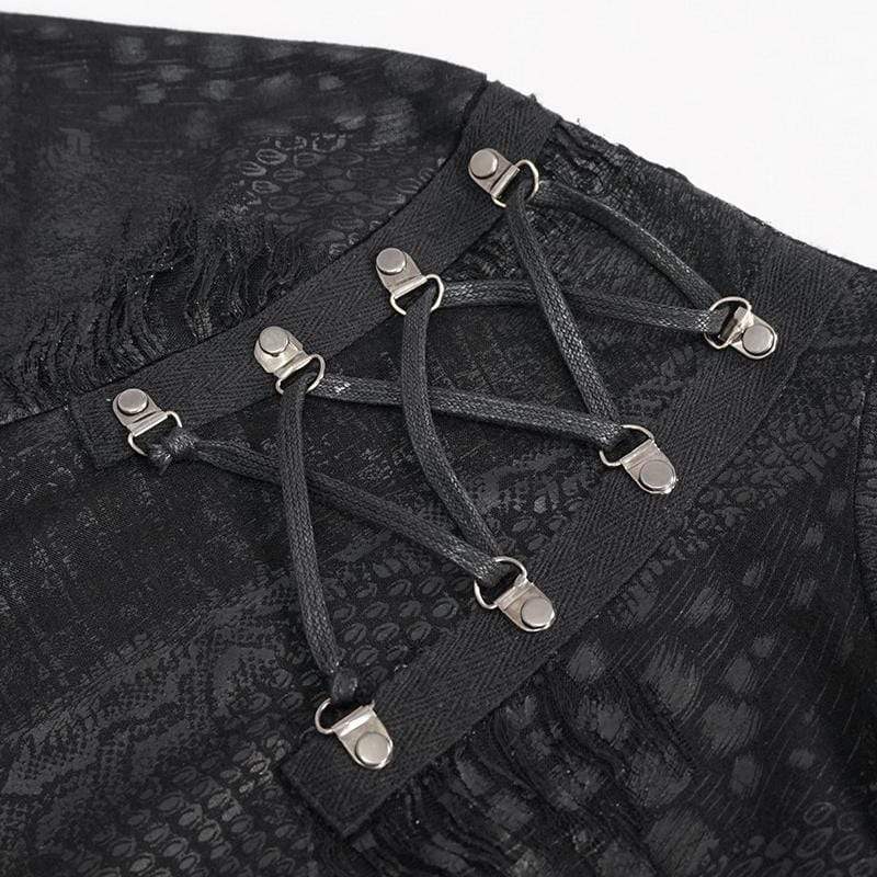 Men's Gothic Punk Irregular Ripped Black Hoodies