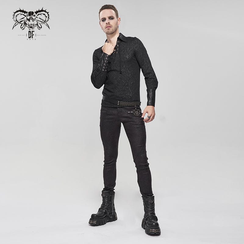 DEVIL FASHION Men's Gothic Slim Fitted Metal Star Pants