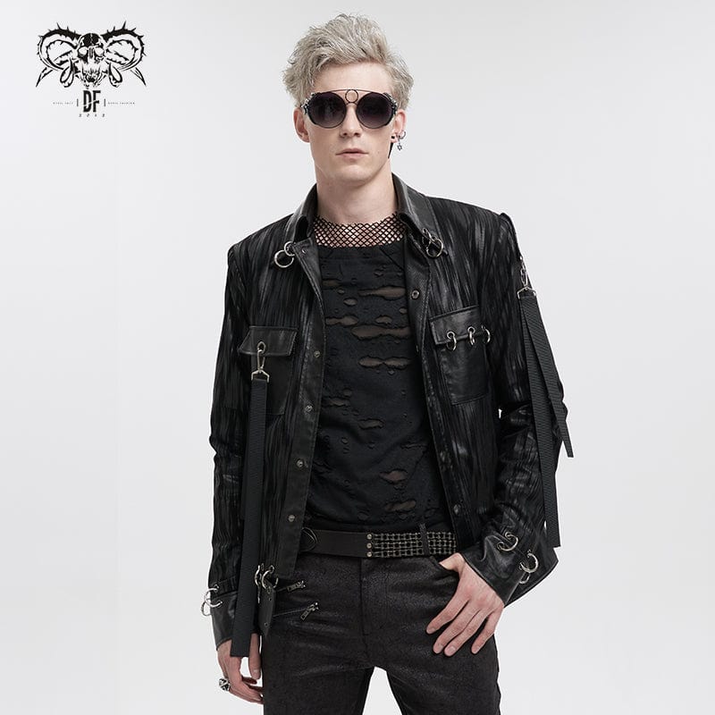 DEVIL FASHION Men's Gothic Splice Ribbed Jacket