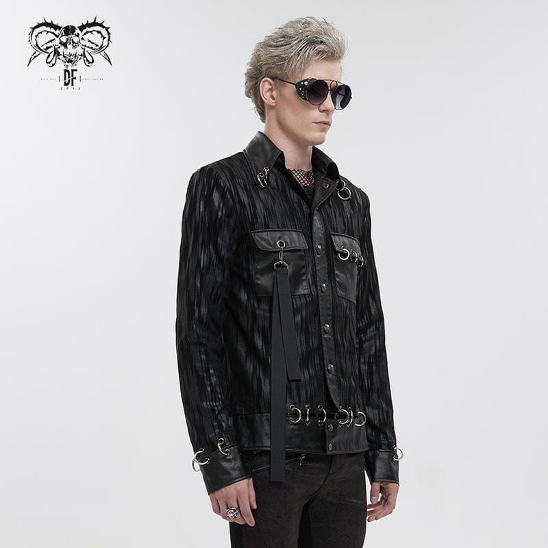 DEVIL FASHION Men's Gothic Splice Ribbed Jacket