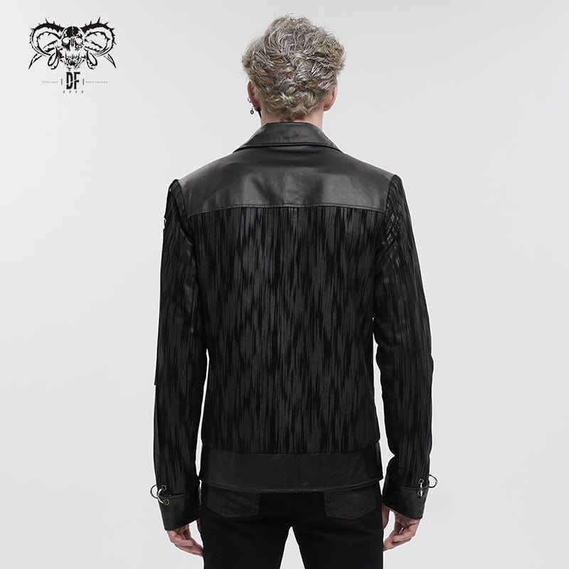 DEVIL FASHION Men's Gothic Splice Ribbed Jacket