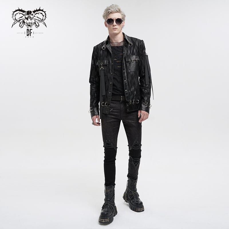 DEVIL FASHION Men's Gothic Splice Ribbed Jacket