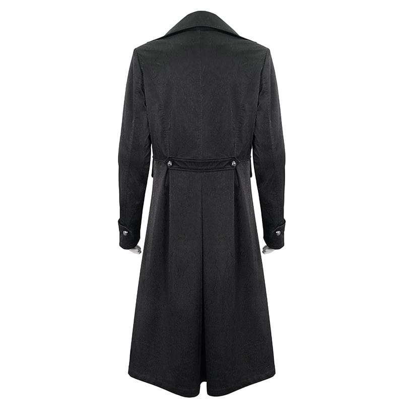 DEVIL FASHION Men's Gothic Turn-down Collar Cross Zipper Coat