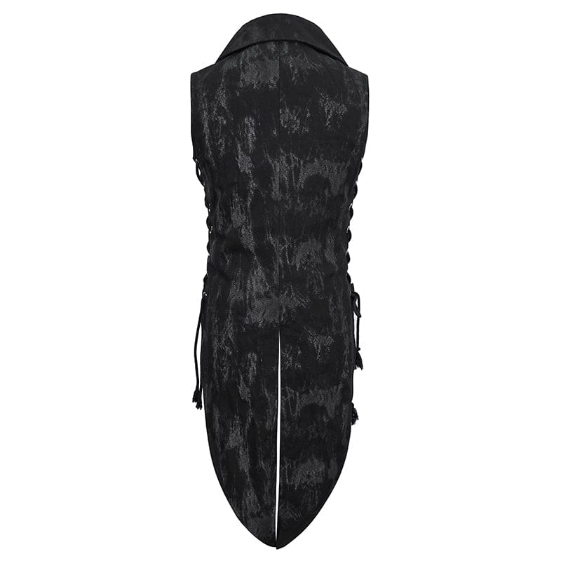 DEVIL FASHION Men's Gothic Turn-down Collar Swallow-tailed Buckles Vest