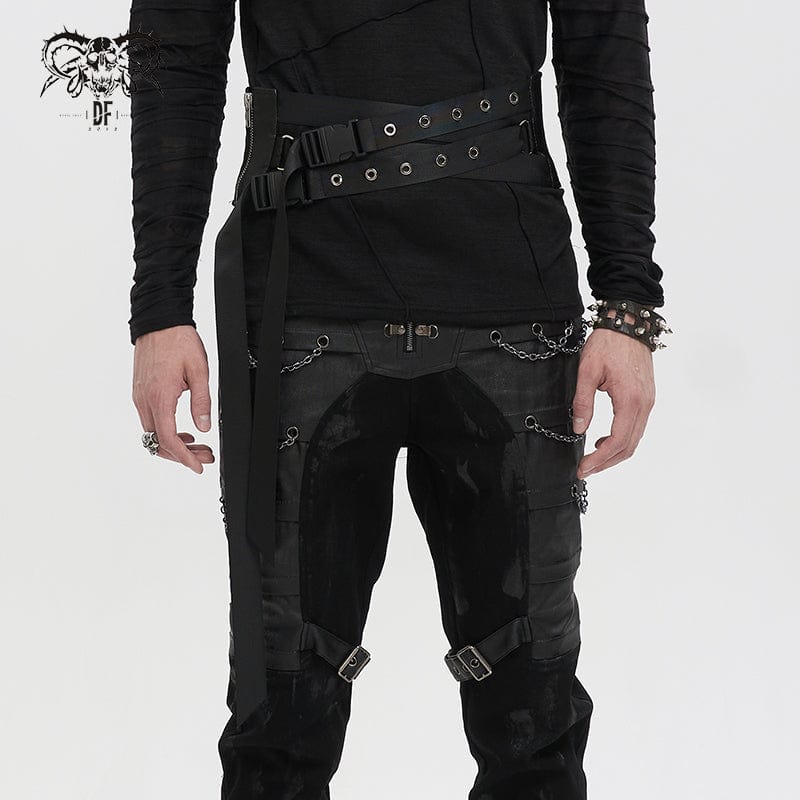DEVIL FASHION Men's Punk Eyelet Buckles Decussate Belt