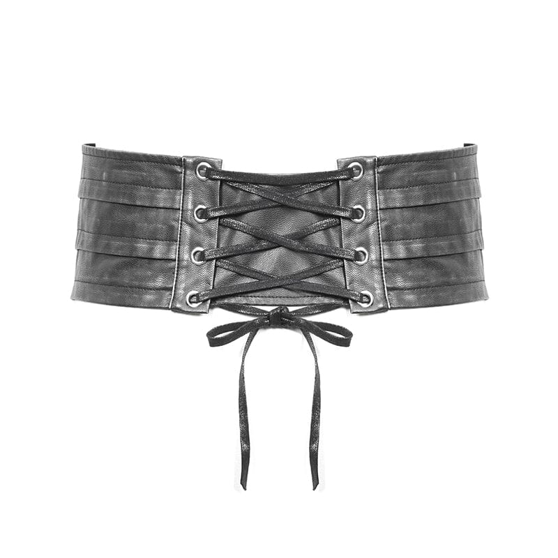 DEVIL FASHION Men's Punk Faux Leather Rivers Belt