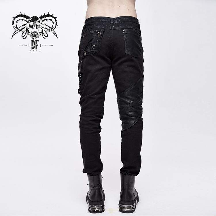 Men's Punk Rivets Straight-leg Pants