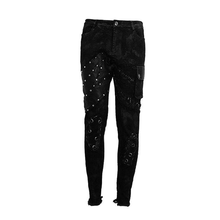 Men's Punk Rivets Straight-leg Pants